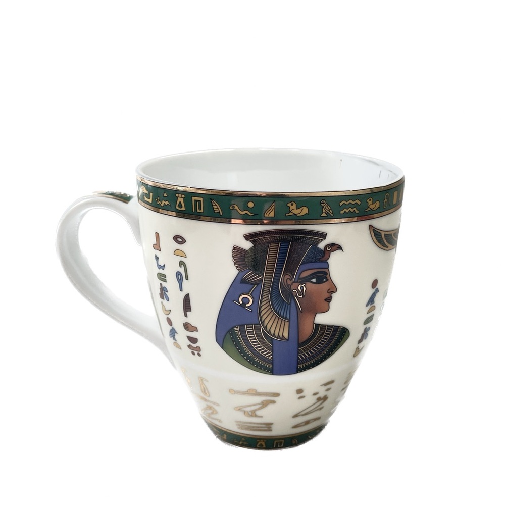 Limoges Vintage Egyptian Queen Nefertiti Fine China Mug Gold Trim FATHI MAHMOUD